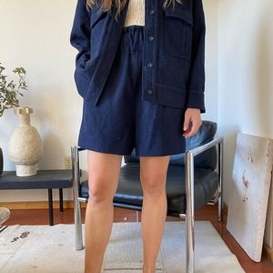 Ganni Hawthorne blue wool shorts
